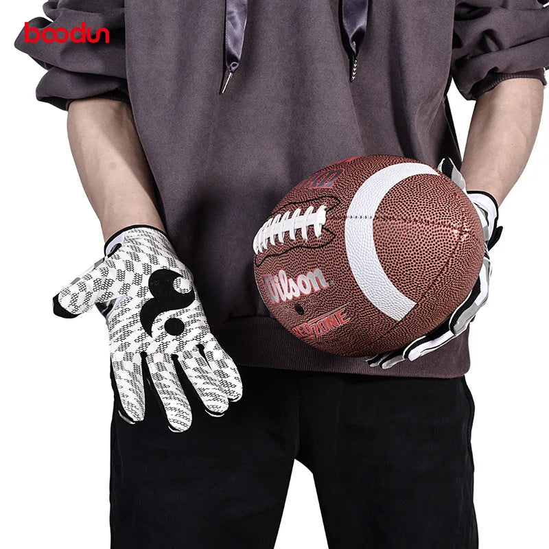 1 Pair Rugby Gloves Full Finger anti Slip Gel Baseball American Football Gloves Outdoor Sport Gloves for Men Women