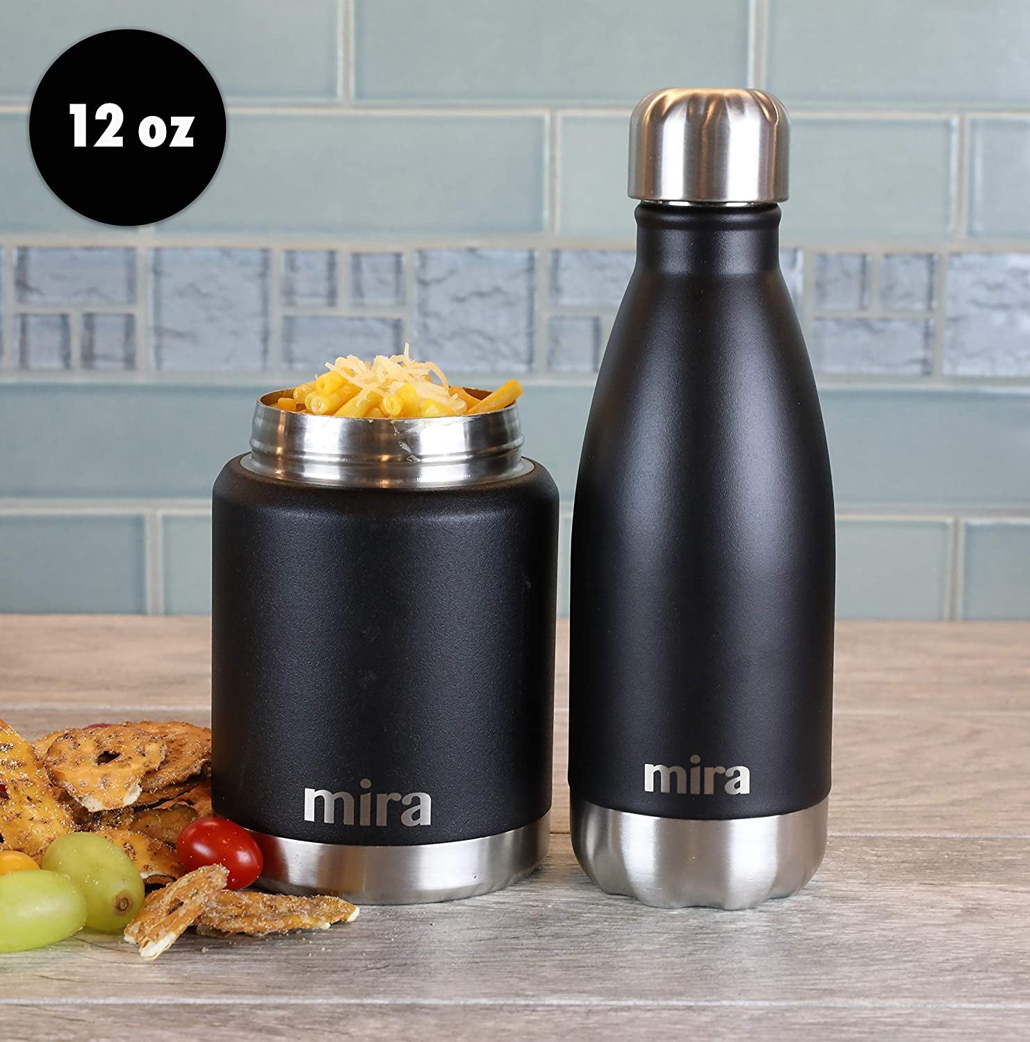 12 Oz 2 Pack Stainless Steel Vacuum Insulated Kids Water Bottle - Double Walled Cola Shape Thermos - 24 Hours Cold, 12 Hours Hot - Reusable Metal Water Bottle - Leak-Proof Sports Flask