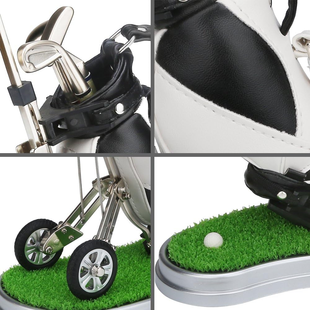 Golf Pen Holder with 3 Pieces Golf Club Pens Set Unique Golf Golf Desk Decor Gifts Souvenirs for Men