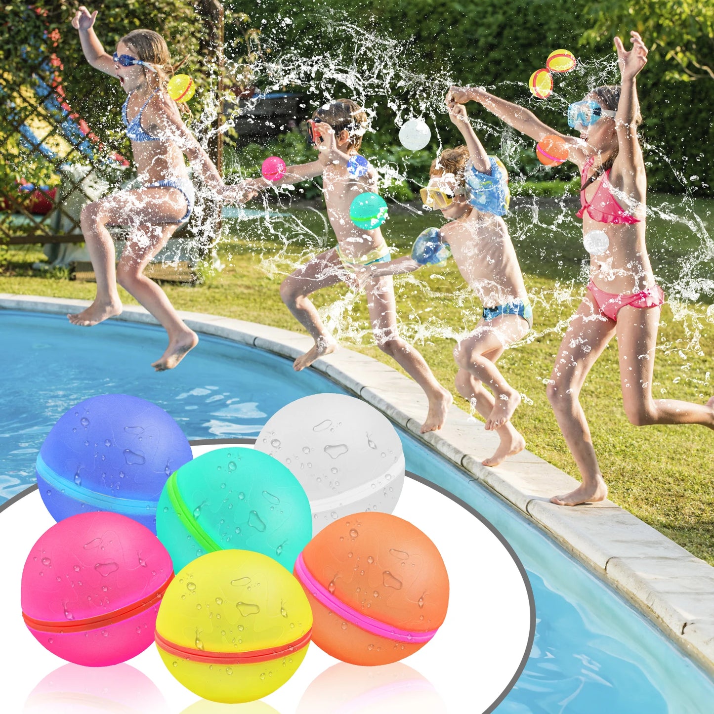 6-18PCS Reusable Water Balloons for Kids Adults Outdoor Activities, Kids Pool Beach Bath Toys Water Balls for Summer Games