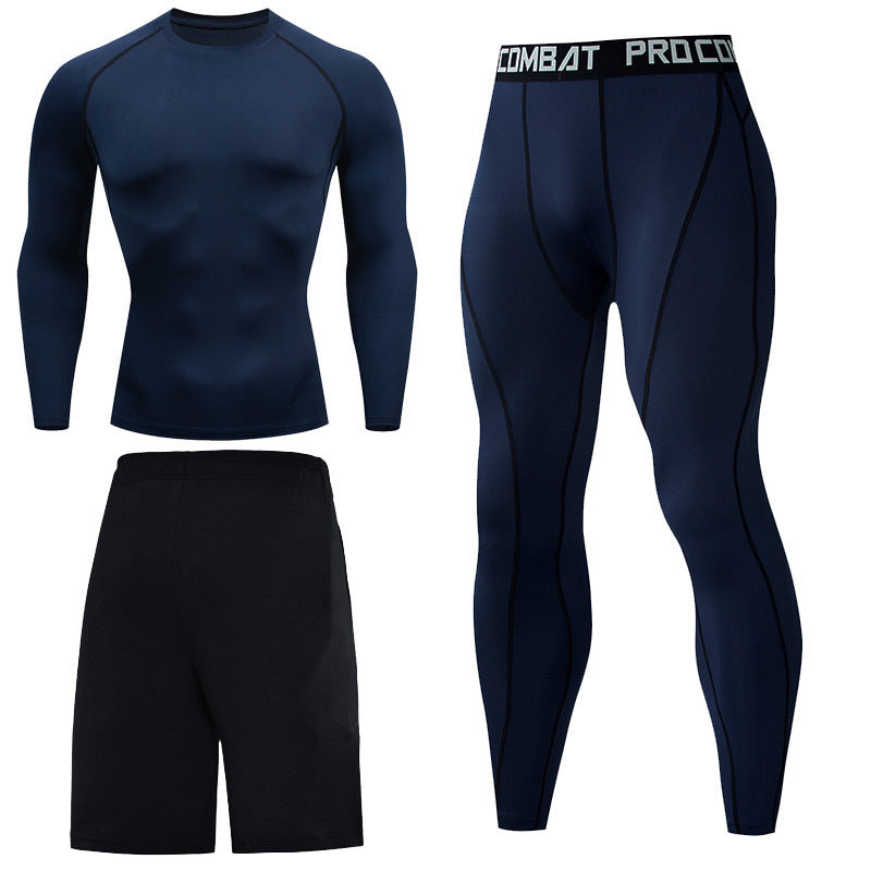 Long Sleeve Men's Fitness Clothes Three Piece Suit