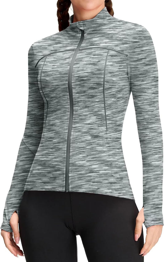 Women'S Running Jackets Full Zip Athletic Jackets Slim Fit Workout Gym Yoga Track Jackets with Pockets